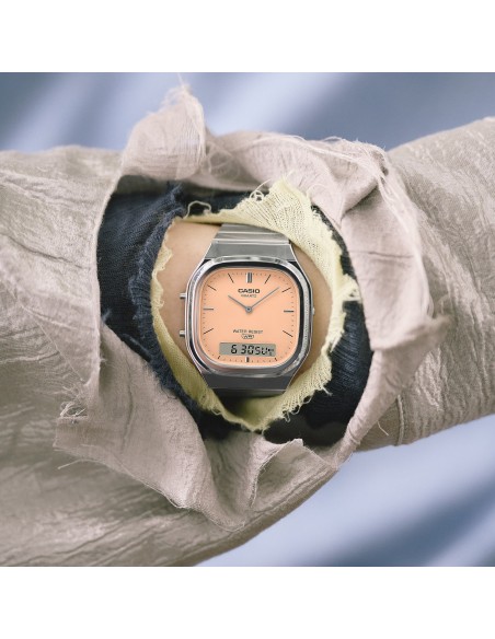reloj digital analógico unisex Casio Edgy AQ-240E-4A 40.9 × 35.8 × 8.1 mm correa de acero ajustable