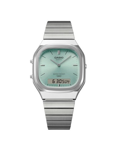 reloj digital analógico unisex Casio Edgy AQ-240E-2A 40.9 × 35.8 × 8.1 mm correa de acero ajustable