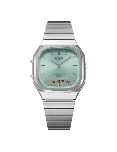 reloj digital analógico unisex Casio Edgy AQ-240E-2A 40.9 × 35.8 × 8.1 mm correa de acero ajustable