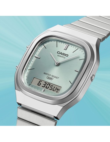 reloj digital analógico unisex Casio Edgy AQ-240E-2A 40.9 × 35.8 × 8.1 mm correa de acero ajustable