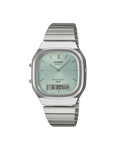 reloj digital analógico unisex Casio Edgy AQ-240E-2A 40.9 × 35.8 × 8.1 mm correa de acero ajustable