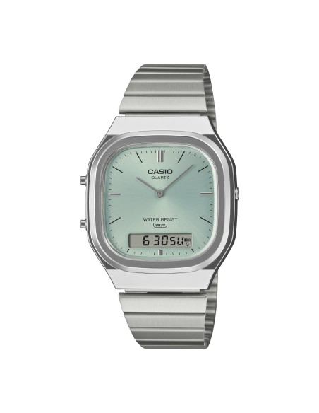 reloj digital analógico unisex Casio Edgy AQ-240E-2A 40.9 × 35.8 × 8.1 mm correa de acero ajustable
