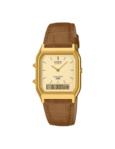 reloj analógico digital unisex Casio Edgy AQ-230EGL-9A 38.8 × 29.8 × 8.1 mm correa de cuero alarma diaria Hora Mundial