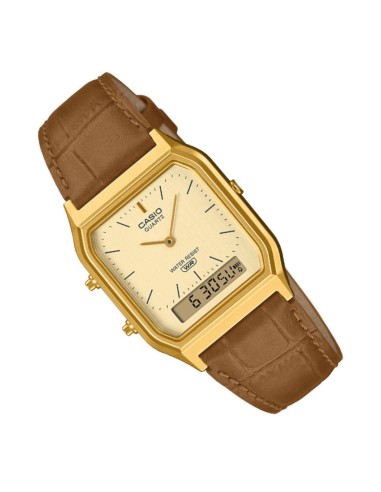 reloj analógico digital unisex Casio Edgy AQ-230EGL-9A 38.8 × 29.8 × 8.1 mm correa de cuero alarma diaria Hora Mundial